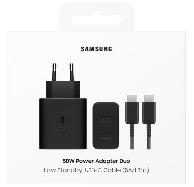 Samsung 50W USB C Mains Charger with 5 Amp Type C Cable Black EU Plug - EF-T5020XBEGWW