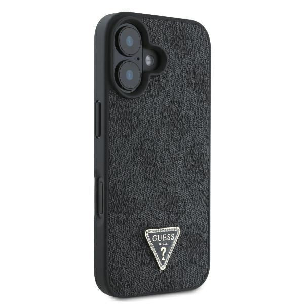Guess Leather Metal Logo Strass Crossbody Case for iPhone 16 6.1" Black - GUHCP16SP4TDSCPK