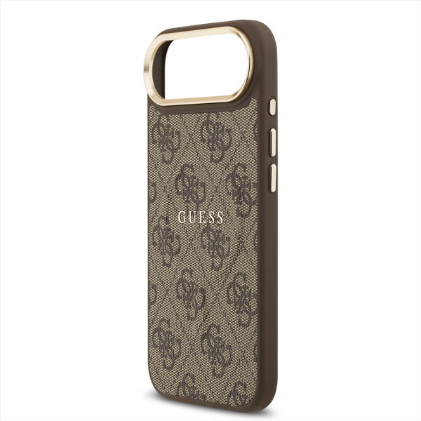 Guess PU Leather 4G Gold Frame Case with MagSafe for iPhone 17 Air 6.5" Brown - GUHMP17MP4MSEGCW