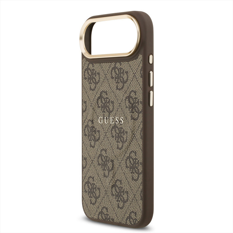 Guess PU Leather 4G Gold Frame Case with MagSafe for iPhone 17 Air 6.5" Brown - GUHMP17MP4MSEGCW