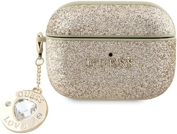 Guess Fixed Glitter Heart Diamond Charm Case for Airpods 2 Pro Gold - GUAP2PGEHCDD