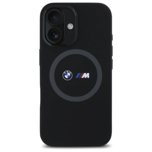 BMW M Series Silicone Hardcase with Printed Ring MagSafe Case for iPhone 16 6.1" Black - BMHMP16S23SROK