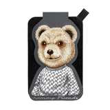 Nimmy Fashion & Cute Black Bear Series Embroidery Magnetic Stand with MagSafe Grey - N-CXMC-ZJKT-11-A