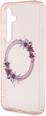 Guess IML Flowers Wreath Hard Case with MagSafe for Samsung Galaxy S24 6.2" Pink - GUHMS24SHFWFCP