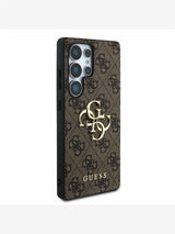Guess Leather 4G Coloured Ring Classic Logo Case with MagSafe for Samsung Galaxy S25 Ultra 6.9" Brown - GUHCS25L4GMGBR