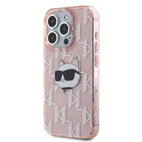 Karl Lagerfeld IML Choupette Head & Monogram Case for iPhone 15 Pro Max 6.7" Pink - KLHCP15XHKLPCHP