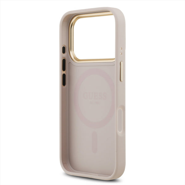 Guess PU Leather 4G Gold Frame Case with MagSafe for iPhone 17 Pro 6.3" Pink - GUHMP17LP4MSEGCW