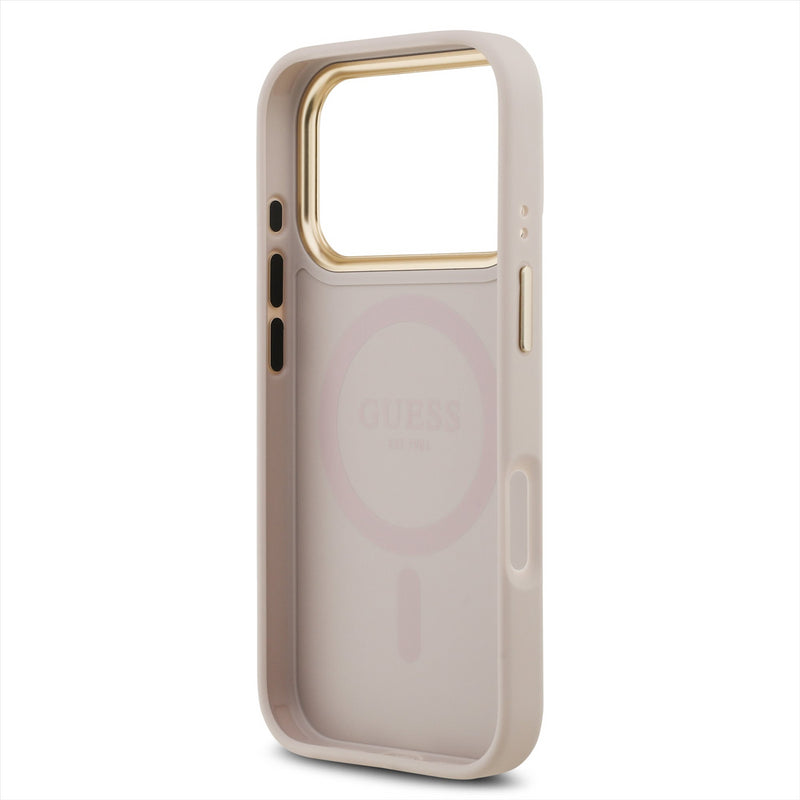Guess PU Leather 4G Gold Frame Case with MagSafe for iPhone 17 Pro 6.3" Pink - GUHMP17LP4MSEGCW