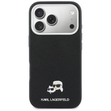 Karl Lagerfeld Karl & Choupette Head Pins Saffiano Case with MagSafe iPhone 17 Pro Max 6.9" Black - KLHMP17X6PFKCLK