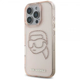 Karl Lagerfeld IML Rhinestones Karl Head Case for iPhone 16 Pro 6.3" Pink- KLHCP16LHKHDCELP