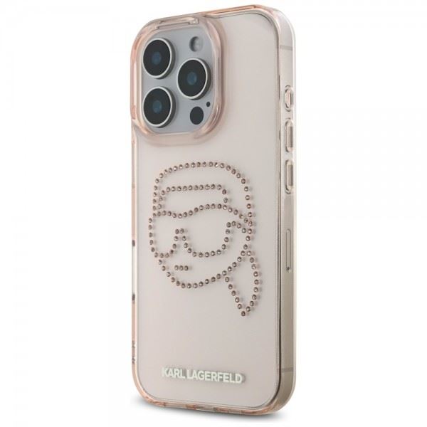 Karl Lagerfeld IML Rhinestones Karl Head Case for iPhone 16 Pro 6.3" Pink- KLHCP16LHKHDCELP