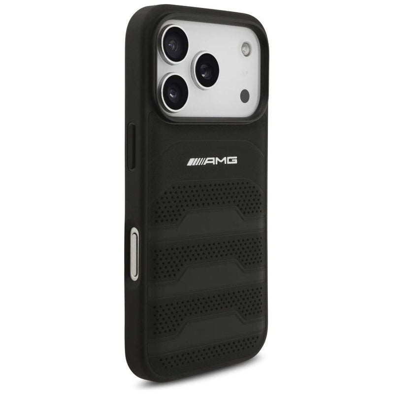 AMG Leather Debossed Lines Logo Case for iPhone 17 Pro 6.3" Black - AMHCP17LGSEBK