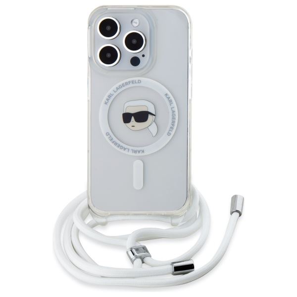 Karl Lagerfeld Crossbody IML Karl Head Case with Magsafe for iPhone 16 Pro Max 6.9" Clear - KLHMP16XHCKHNT