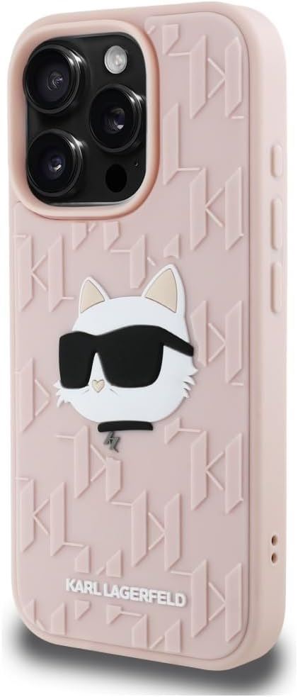 Karl Lagerfeld 3D Choupette Rubber Monogram Case for iPhone 16 Pro 6.3" Pink - KLHCP16LRBCCHHKLP