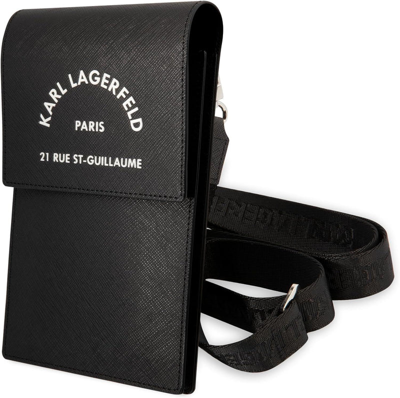 Karl Lagerfeld Embossed Logo Universal Phone Pouch with Strap Black - KLWBSARSGK