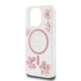 Guess Resin Flower Glitter Hardcase with MagSafe for iPhone 16 Pro 6.3" Pink - GUHMP16LRBFGFGMP