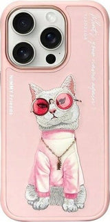 Nimmy Glasses Cool Cat Case for iPhone 16 Pro 6.3" Pink - N-YJ-iP16-Pro-04