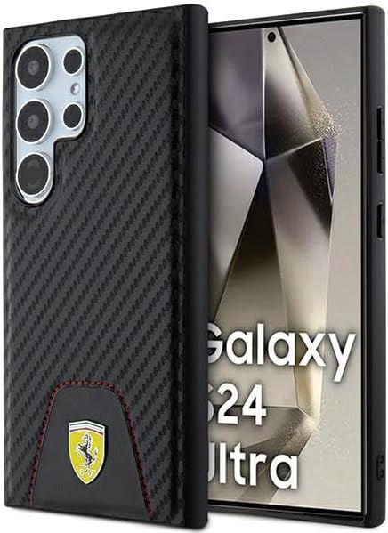 Ferrari Carbon Stitched Bottom Hard Case for Samsung Galaxy S24 Ultra 6.8" Black - FEHCS24LN3PUK
