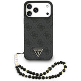 Guess 4G Triangle Logo With Pearl Strap MagSafe Case for iPhone 17 Pro Max 6.9" Black - GUHMP17XP4TSDPPSK