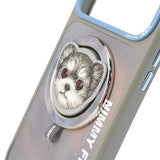 Nimmy Big Eye Cute Pet Yorkie Dog Face Case with Detachable MagSafe Grip for iPhone 17 Pro 6.3" Grey Blue - N-XDY-CXZJZH-IP17-PRO-027