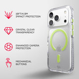 Tech21 Evo Crystal Case with MagSafe for iPhone 17/18 Pro 6.3" Clear Neo Green - T21- 11646