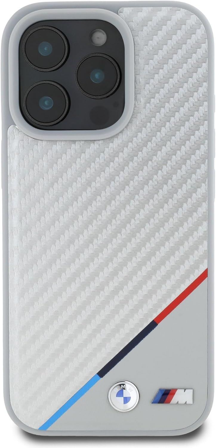 BMW M Carbon Tricolor Line Case with MagSafe for iPhone 16 Pro 6.3" Grey - BMHMP16L23PUDTS