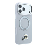 Karl Lagerfeld Karl & Choupette Head Pin Case with 360 MagSafe Ring Stand for iPhone 17/18 Pro 6.3" Grey - KLHMP18LPSRSCHG