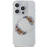 Guess IML Flowers Wreatch with MagSafe Hard Case for iphone 15 Pro 6.1" Transparent - GUHMP15LHFWFCT