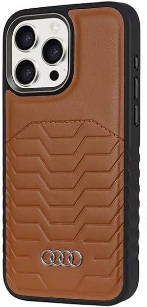 Audi Synthetic Leather Hard Case with MagSafe for iPhone 15 Pro Max 6.7" Brown - AU-TPUPCMIP15PM-GT/D3-BN
