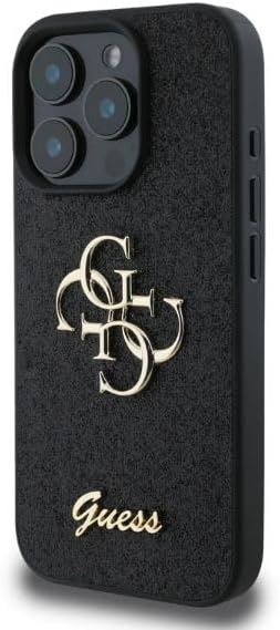 Guess PU Fixed Glitter 4G Metal Logo Case for iphone  16 Pro 6.3" Black - GUHCP16LHG4SGK
