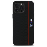 BMW M Series Silicone Hexagon Red Line Case with MagSafe for iPhone 16 Pro Max 6.9" Black - BMHMP16X23SHER