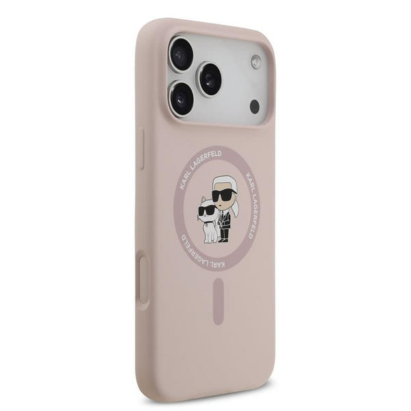 Karl Lagerfeld Liquid Silicone Karl and Choupette with MagSafe Case for iPhone 17 Pro Max 6.9" Pink - KLHMP17LSCMKCRHP