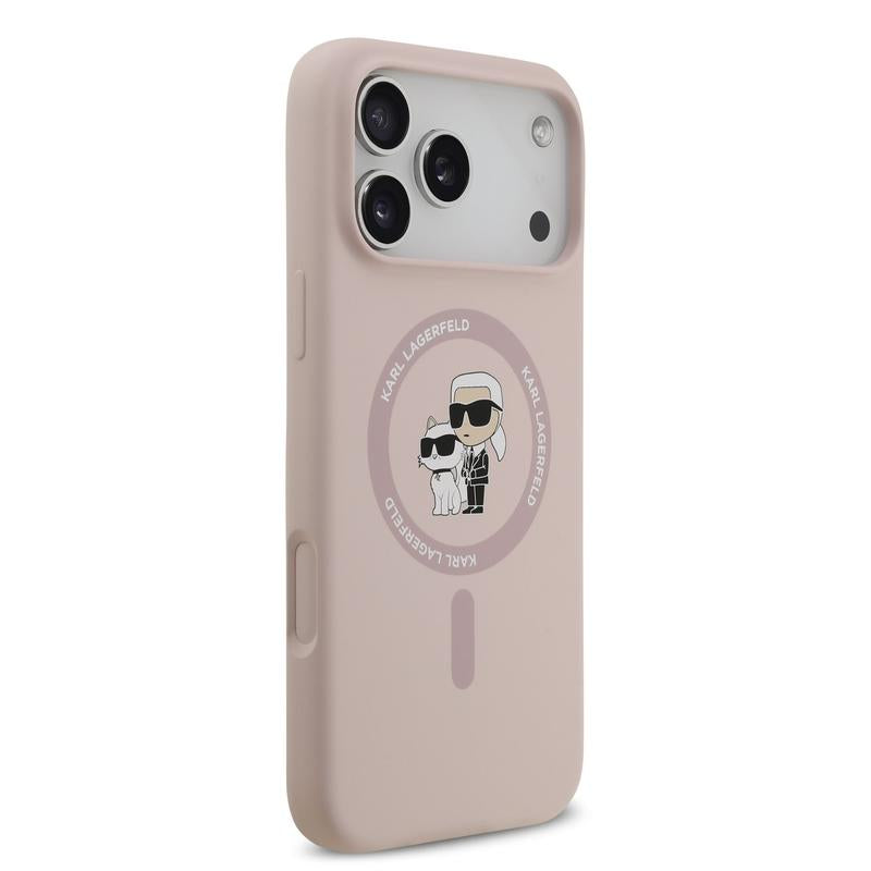 Karl Lagerfeld Liquid Silicone Karl and Choupette with MagSafe Case for iPhone 17 Pro Max 6.9" Pink - KLHMP17LSCMKCRHP