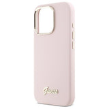 Guess Silicone Script Metal Logo & Frame Case for iPhone 16 Pro Max 6.9" Pink - GUHCP16XSMBSLP
