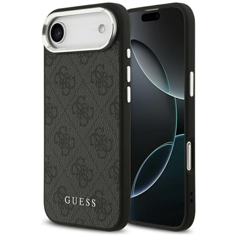 Guess PU Leather 4G Logo Silver Frame Case for iPhone 17 Air 6.5" Black - GUHMP17MP4GSSMCK