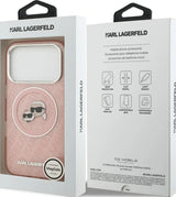 Karl Lagerfeld IML Glitter Karl & Choupette Heads Logo Case with MagSafe for iPhone 17 Pro Max 6.9" Pink - KLHMP17XHMKBKCHOP