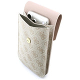 Guess PU Leather Grained 4G Metal Logo Universal Phone Bag Pink - GUWBPG4L4CNP
