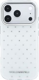 Karl Lagerfeld IML Rhinestones Allover and Electroplated Logo Case for iPhone 17/18 Pro Max 6.9" White - KLHCP18X6HCRDKLH