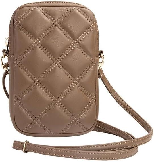 Guess 4G Zip Quilted Universal Phone Pouch with Strap Brown - GUWBZPSQSSGW