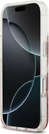 Guess Resin Bottom Glitter Case with MagSafe for iPhone 17/18 Pro Max 6.9" Clear Pink - GUHMP18XRGRGEP