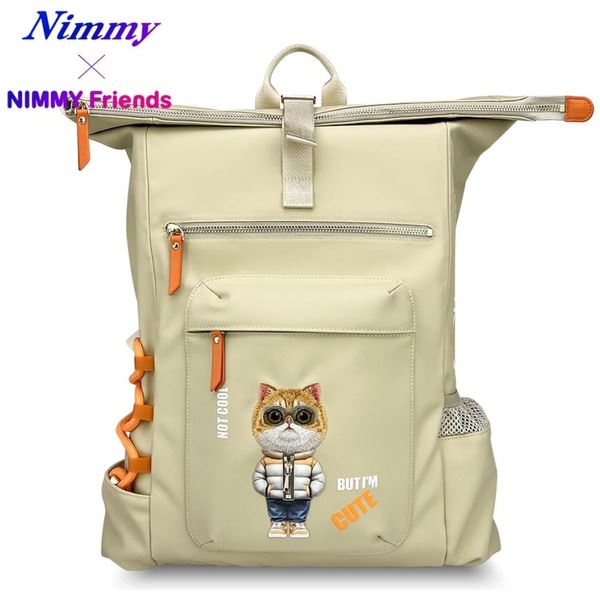 Nimmy Glasses Cool Cat Laptop Backpack Khaki - N-KM-DNBB-05