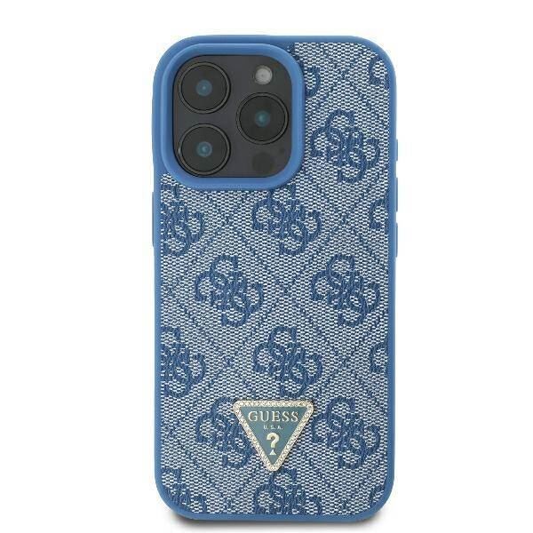 Guess Leather Metal Logo Strass Crossbody Case for iPhone 16 Pro 6.3" Blue - GUHCP16LP4TDSCPB