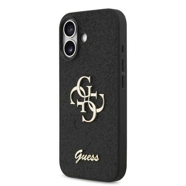 Guess PU Fixed Glitter Big 4G Metal Logo Case for iPhone 17 6.3" Black - GUHCP17SHG4SGK