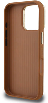 Guess PU Grained 4G Logo Stand Camera Frame Case for iPhone 16 Pro Max 6.9" Brown - GUHCP16XPCS4GSW
