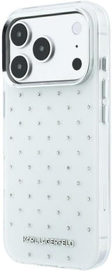 Karl Lagerfeld IML Rhinestones Allover and Electroplated Logo Case for iPhone 17/18 Pro 6.3" White - KLHCP18L6HCRDKLH