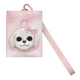 Nimmy Big Eye Cute Pet Bischon Fraise Dog  Face Card Sleeve Holder Pink - N-XDY-KT-02-A
