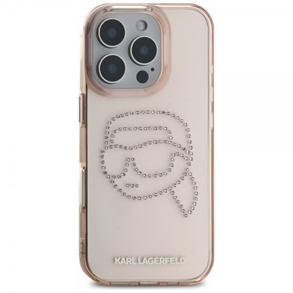 Karl Lagerfeld IML Rhinestones Karl Head Case for iPhone 16 Pro 6.3" Pink- KLHCP16LHKHDCELP