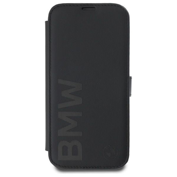 BMW Signature Leather Wordmark Bookcase for iPhone 16 Pro Max 6.9" Black - BMBKP16S23RMRLK