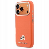 Karl Lagerfeld Karl & Choupette Head Pins Saffiano Case with MagSafe for iPhone 17 Pro 6.3" Orange - KLHMP17L6PFKCLO