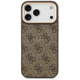 Guess PU Leather 4G Gold Frame Case with MagSafe for iPhone 17 Pro Max 6.9" Brown - GUHMP17XP4MSEGCW